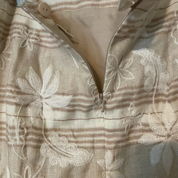 Talbots 100% Irish Linen Embroidered Fully Lined Neutral Classic Skirt Size 10 - Picture 8 of 8